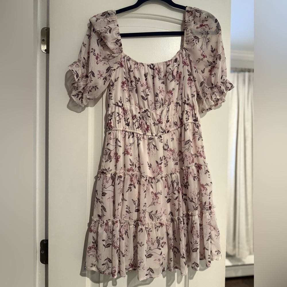 Trixxi Pink Floral Mini Dress | Puff Sleeve Square Neck | Cottagecore - Picture 4 of 4